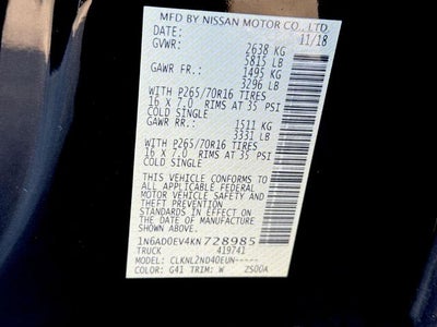 2019 Nissan Frontier SV